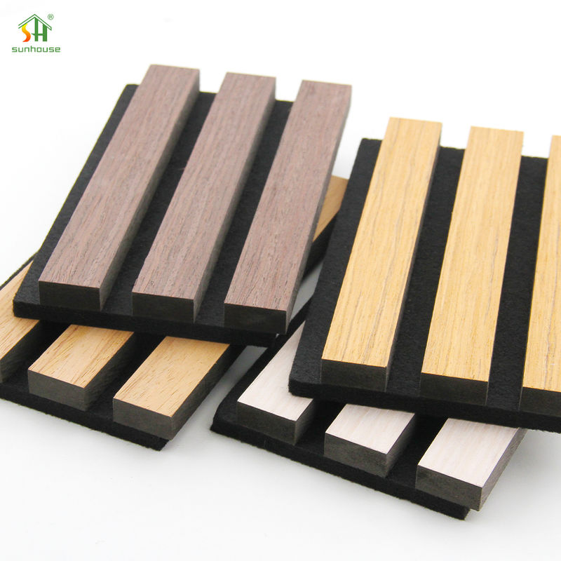 Acoustic Wood Panel Wall 1220x2440mm Black MDF Polyester Fiber