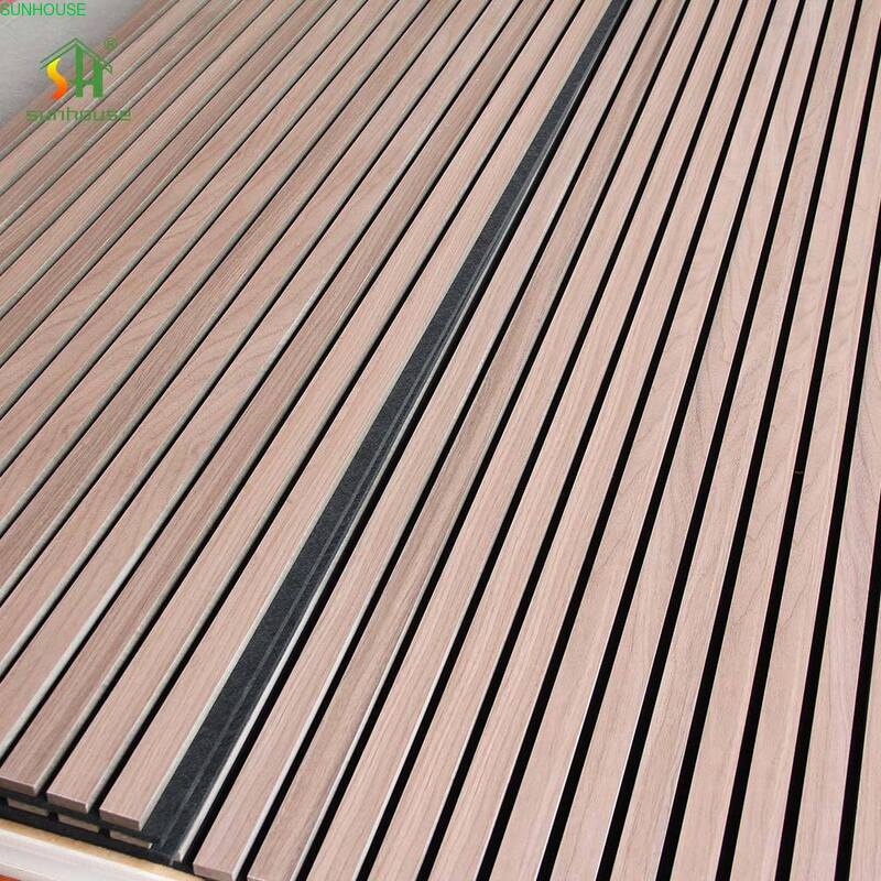 High Quality Natural Veneer Oak Polyester Panel Modern Slatted Wooden Acoustic Panel for Interior Living Room Free Samples